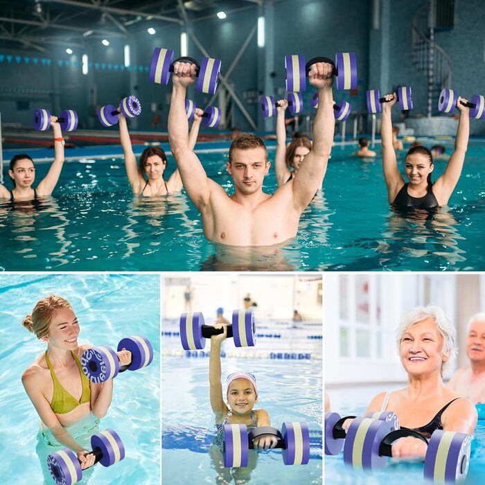 Набір аква-гантелей Sportneer – EVA піна, для аквааеробіки та аквафітнесу, обладнання для аквагімнастики та акваджогінгу, XL, фіолетово-жовтий