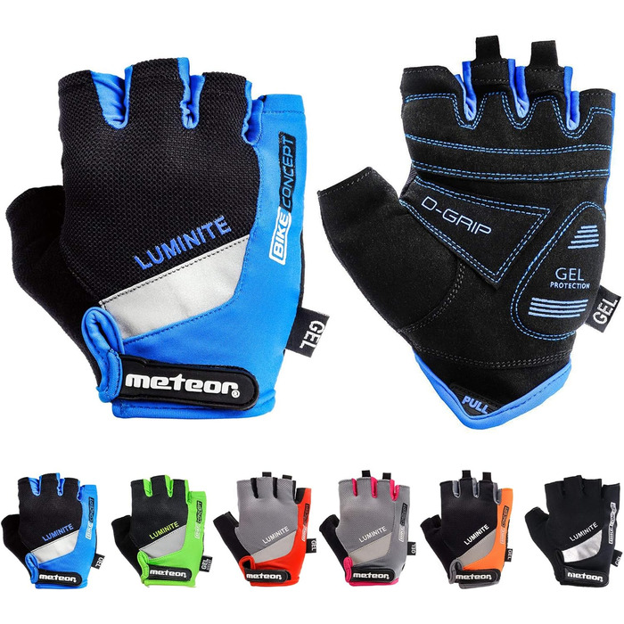 Рукавички велосипедні Meteor Radhandschuhe MTB Gel GX31 Green для чоловіків та жінок, дитячі, для гірського велосипеда, downhill, хайкінгу, синій, XS