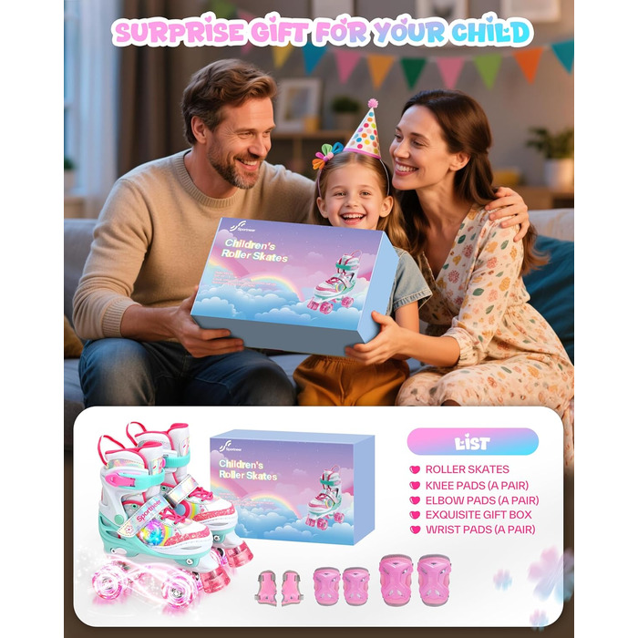 Роликові ковзани Sportneer для дітей з підсвіткою та захистом, розмір M (EU 33-36)