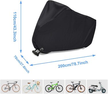 Чохол для велосипеда MINVOO: захист від дощу, сонця, пилу та вітру. Підходить для електровелосипедів та гірських велосипедів. Чорний колір.