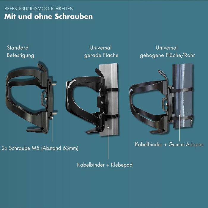 Універсальний велосипедний фляготримач BeDiCo-Multi Mount Twist, алюмінієвий, без гвинтів, з адаптером, поворотний для зручного доступу