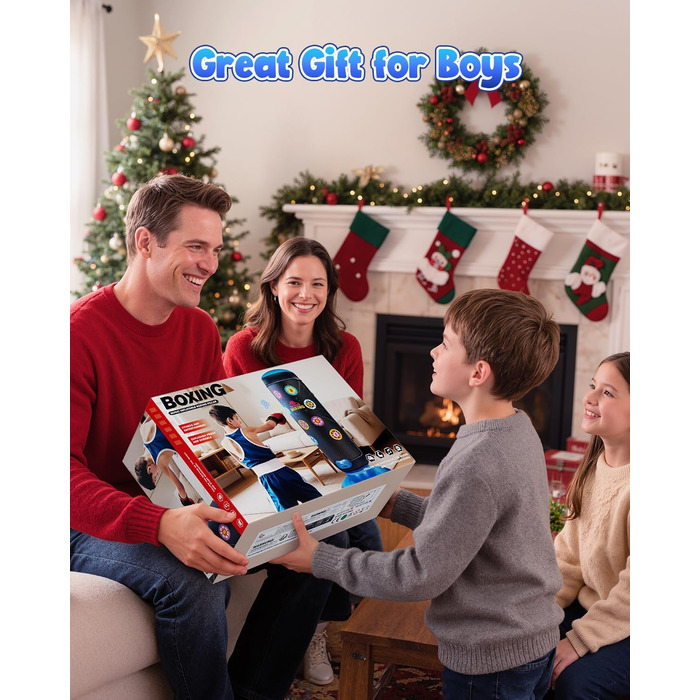 Інтерактивний боксерський мішок для дітей з підсвіткою та звуком, блакитний. Підходить для хлопчиків 6-12 років