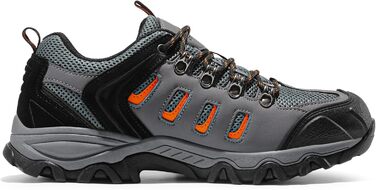 Чоловічі водонепроникні трекінгові черевики NORTIV - низькі, легкі, для хайкінгу, кемпінгу та трекінгу (41.5 EU, широкі, чорний, темно-сірий, помаранчевий матовий)