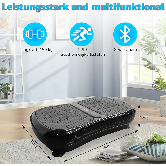Віброплатформа з Bluetooth, 1-99 рівні інтенсивності, 5 програм для фітнесу вдома для схуднення, м'язового розвитку та тренування всього тіла