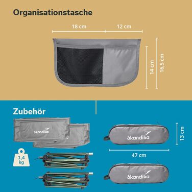 Крісло для кемпінгу Skandika Compact, 150 кг, 2 шт. | Кемпінг, рибалка, компактне, складне, легке, зручне, сіре/зелене