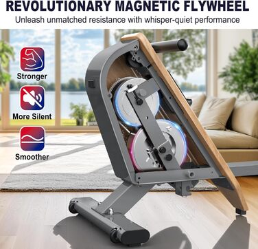 Гребний тренажер для дому OR3 з магнітним опором, Bluetooth монітором, 16 рівнів навантаження, вертикальним зберіганням та 2 роками гарантії