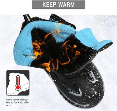 Дитячі зимові черевики ASHION: утеплені, для ходьби та трекінгу, розмір 39 EU, чорний колір