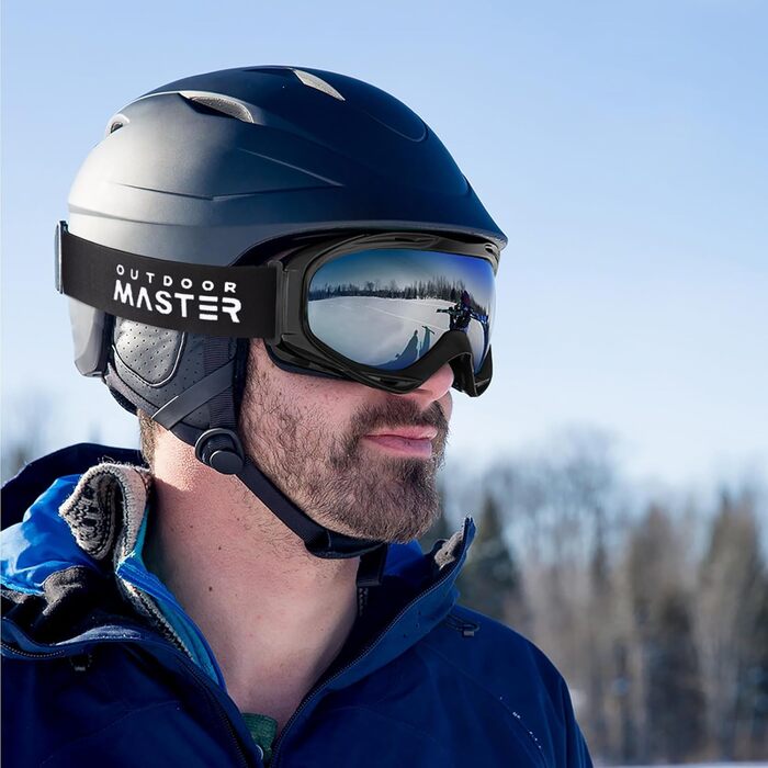 OutdoorMaster Скі-маска унісекс OTG для жінок та чоловіків, сноуборд маска, скі-окуляри з 100% UV-захистом, для носіїв окулярів, антитуманна, чорний каркас