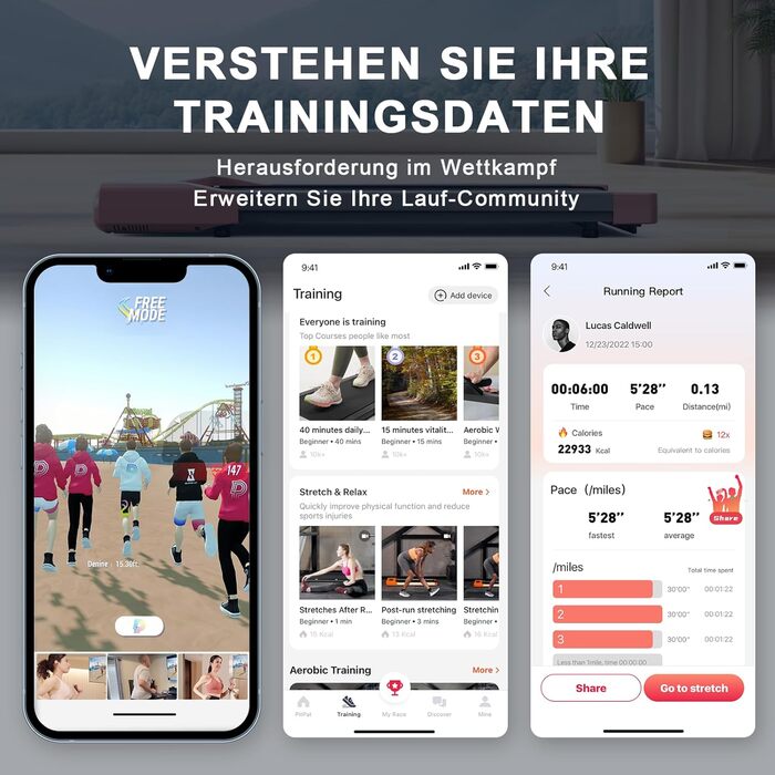 DeerRun Walking Pad - біговий килимок для дому з інтегрованим столом та програмами тренувань. Макс. вага користувача 136/159 кг, керування через додаток
