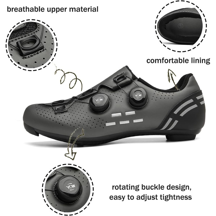 Велотуфлі для чоловіків та жінок, сумісні з Peloton, для велотренажера, шосе, з шипами Delta, білі (45 EU, сірий)