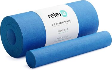 relexa 2-в-1 ролик для фасції, набір для самомасажу з виймаємим стрижнем, середня жорсткість, універсальний фоам ролер для тіла, 35x14 см, з е-книгою, різні кольори