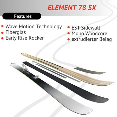 Лижі гірськолижні Elan Element 78 SX, 152 см - Early Rise Rocker, кріплення EL10.0 GW Z3-10 - для досвідчених та хороших лижників