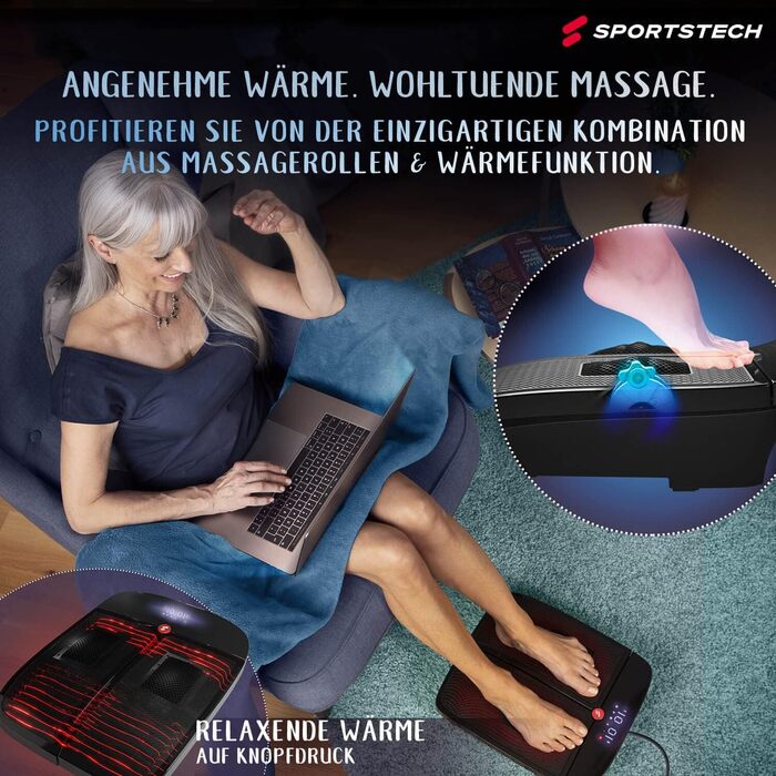 Вібраційна платформа Sportstech VX350 2-в-1 для масажу та фітнесу вдома | Масажер з підігрівом проти холоду в ногах | Рюттельплатта для спорту та швидкого схуднення | LED-дисплей, чорний