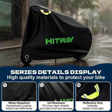 Чохол для велосипеда HITWAY, водонепроникний, 420D, захист від УФ-променів, пилу та дощу, з отвором для замка та кишенею, для електровелосипедів до 29 дюймів, чорний