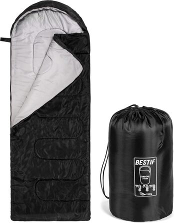Сплячий мішок BESTIF для кемпінгу та відпочинку на природі: літній, водонепроникний, ультралегкий, компактний, 210x75 см, чорний