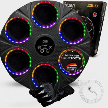 DerALEX Боксерський тренажер з музикою та LED-дисплеєм - електронний бокс для реакції, фітнесу та координації. Боксерський тренажер для дому та фітнес-клубу