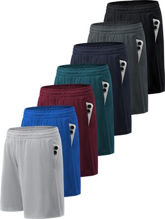 Шорти спортивні чоловічі BVNSOZ з кишенями та еластичним поясом, Quick Dry, для тренувань, 7 штук в упаковці