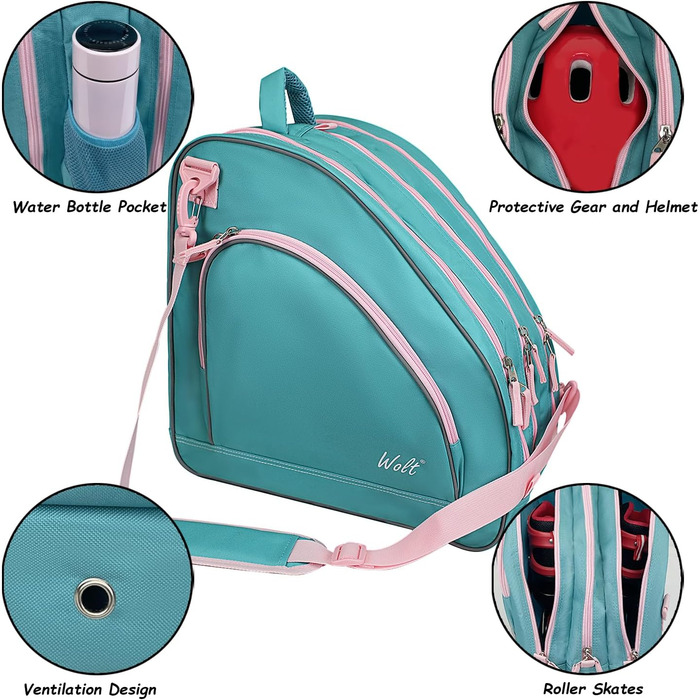 Сумка для ковзанів Wolt | Сумка для роликів та інлайнів. Стильна, регульована через плече, м'ятно-зелена