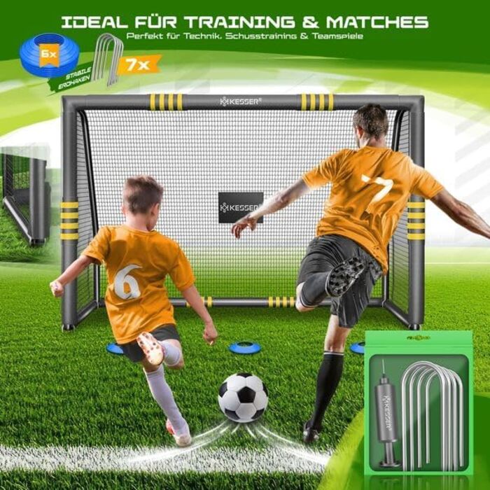Ворота для футболу KESSER® 300см для тренувань на вулиці, сталевий каркас, антрацит