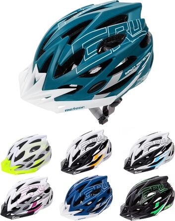 Шолом велосипедний Meteor Gruver для дорослих, дітей, MTB, BMX, роликів, скейтборду, чорний, зелений, синій, білий (52-56 см)