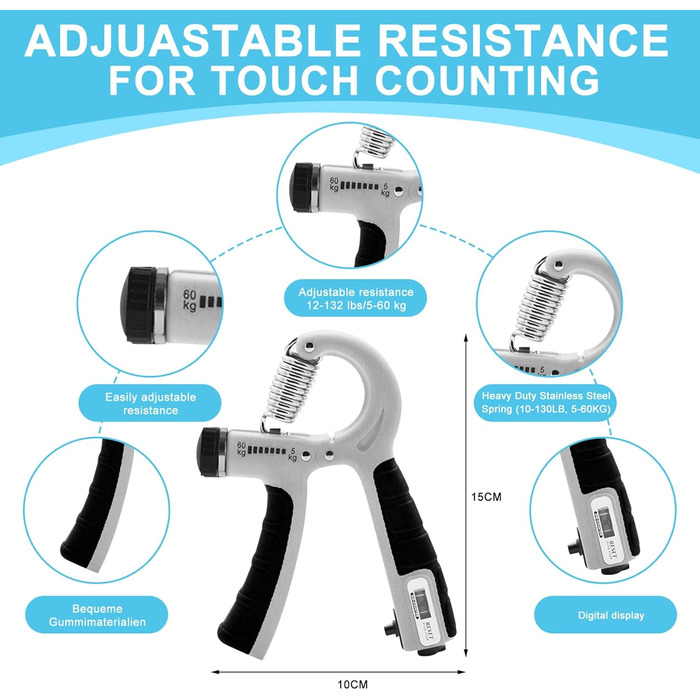 Набір для тренування рук та пальців (2 шт.), регульований, 5-60 кг, для спортсменів та відновлення