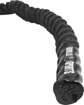 GORILLA SPORTS® Батл-канат 15 м, 38/50 мм, неслизькі ручки, нейлон, чорний – тренувальний канат для фітнесу, кросфіту, батл-роуп, для залу та спорту