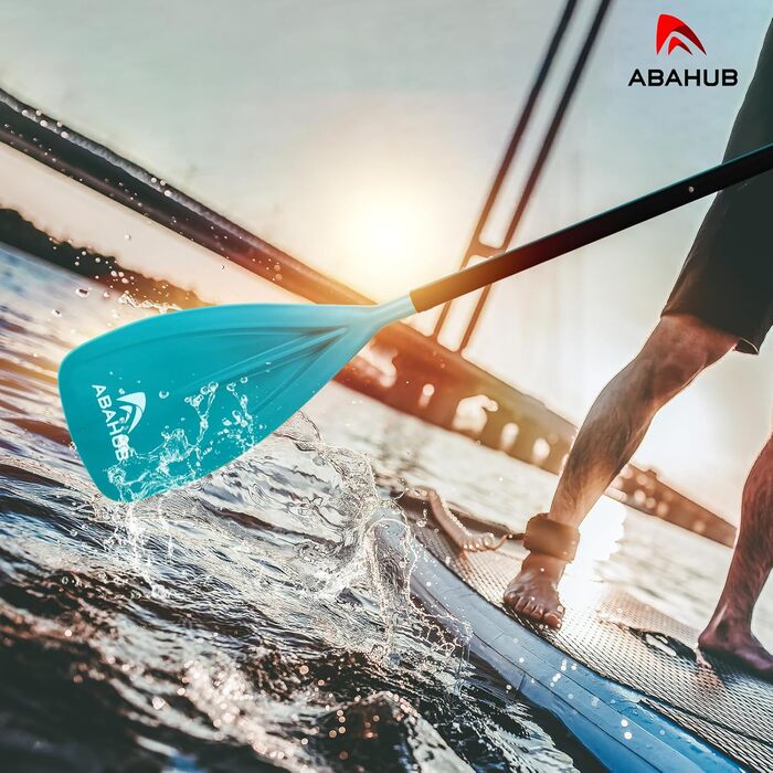 Весло для SUP Abahub, 3-секційне, телескопічне, 173-213 см, алюмінієве з PU-покриттям, пластикове лезо, для сапборду, серфінгу, каякінгу, чорне/синє/зелене/помаранчеве/жовте/бірюзове