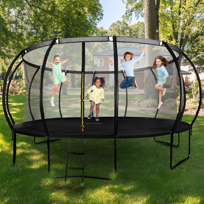 Садовий батут Hypermotion з сіткою та драбиною, 16ft (487 см), навантаження 150 кг, XXL