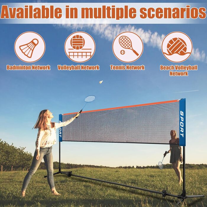 Набір для бадмінтону та піклболу AKOZLIN: регульована висота, сумка для перенесення, універсальне поле для бадмінтону, волейболу, тенісу, піклболу та футбольного тенісу