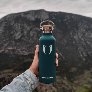Фляга Super Sparrow з нержавіючої сталі - 350мл/500мл/620мл/750мл/1л - Термос-фляга, без BPA, для дітей, спорту, школи, фітнесу, з 2 кришками (1000 мл, нефрит)
