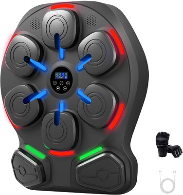 Музична боксерська машина ZAKVOP з 8 цілями, Bluetooth, 10 швидкостей, 9 режимів, LED, акумулятор 4000mAh, рукавички