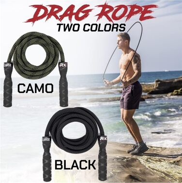 Стрибкове канатка Rx Smart Gear з неслизькими ергономічними ручками, важезним поліпропіленовим канатом для фітнесу та тренувань, кардіотренувань, WOD, швидке стрибкове канатка для чоловіків та жінок, чорний, великий