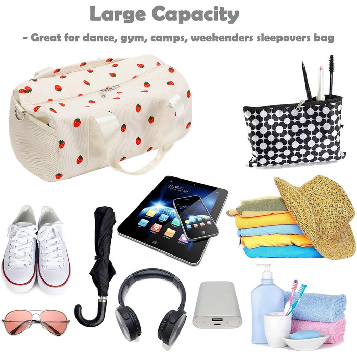 Сумка для балету для дівчаток, танцювальна сумка, дитяча сумка з дизайном полуниці, спортивна сумка для дівчаток, дитяча сумочка