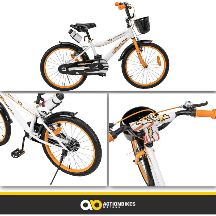 Дитячий велосипед Actionbikes 12/16/20 дюймів, V-Brake, з крилами, для хлопчиків і дівчаток, від 2 до 9 років