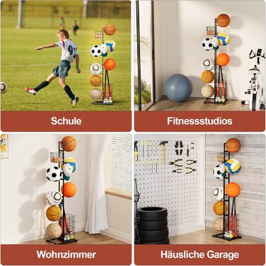 Металевий органайзер для м'ячів: підставка для баскетбольного та футбольного м'яча, полиці для зберігання, для дітей, в приміщенні