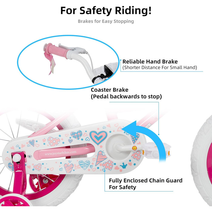 JOYSTAR Fairy - дитяче велосипед 16 дюймів для дівчаток 5-7 років з корзиною та стабілізатором, рожевий