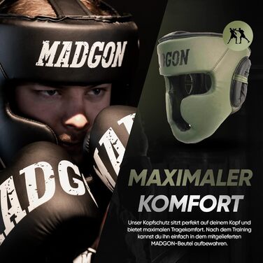 MADGON Преміум шолом для боксу та MMA з захистом обличчя, максимальним захистом і оглядом, для боксу, кікбоксингу, єдиноборств, спарингів
