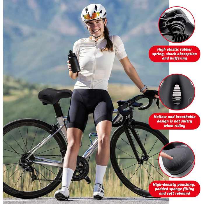 Зручний велосипедний сідло з амортизацією та дихаючим матеріалом. Потовщене та широке сідло для велосипеда з світловідбиваючим дизайном для нічних поїздок