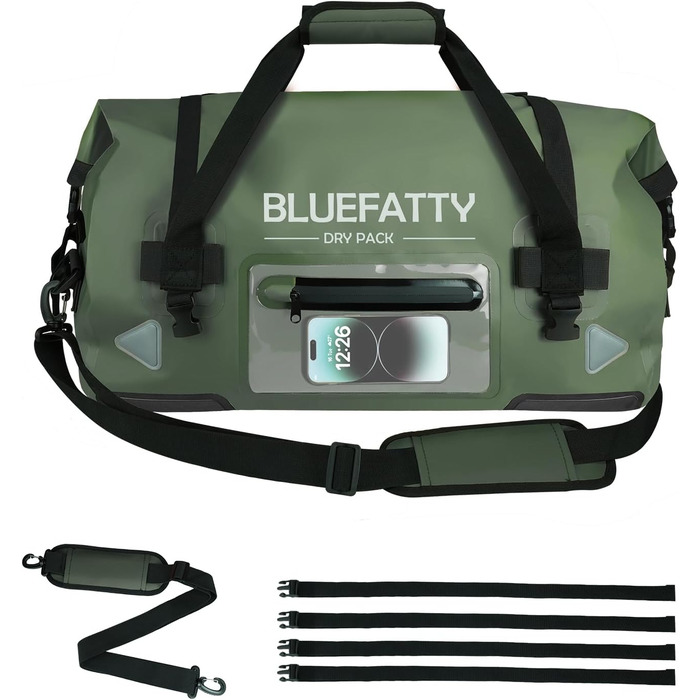 Водонепроникна сумка-мішок BlueFATTY 70 л, Army Green (Озеленений) для мотоциклів, SUP, каяків, подорожей