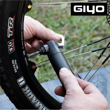 Міні велосипедний насос GIYO GM-45CT, двоступеневий, високий тиск і об’єм 80cc, алюмінієвий, для MTB, клапан Presta/Schrader/Dunlop, кишеньковий, 15,2 см, 30/100 Psi, вага 96,5г
