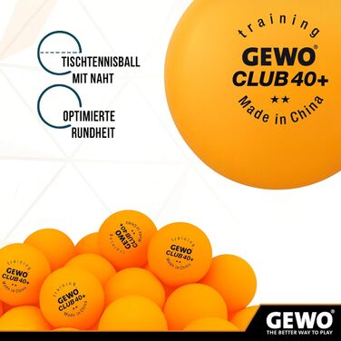 М'ячі для настільного тенісу GEWO Training Club 2 зірки 40+ помаранчеві (72 шт.) ABS пластик