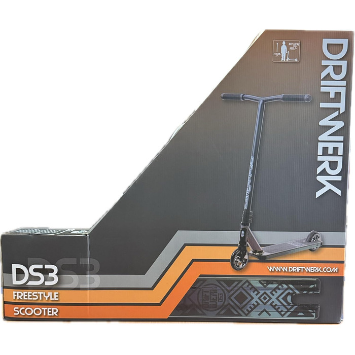 Трюковий самокат Driftwerk DS3 для дітей, фрістайл, чорний неохром