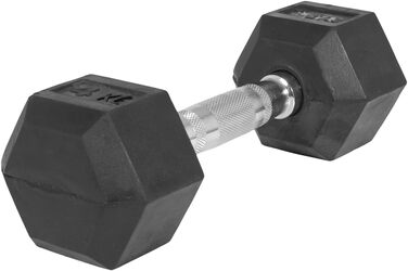 Гантелі шестигранні GORILLA SPORTS 42,5 кг, гумовані, гантелі для фітнесу і силових тренувань, з рифленою хромованою ручкою, чорні, нековзкі, чавун