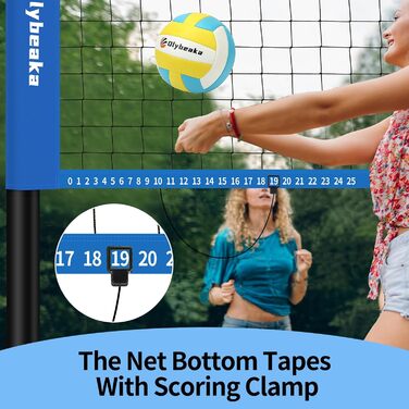 Набір для волейболу на відкритому повітрі: портативна сітка, м'яч PU, насос, сумка та міцна сітка (32 фути, блакитний)