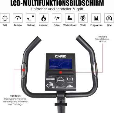 Велотренажер Care Fitness CV-385-24 з 16 рівнями магнітного опору та сумісністю з Kinomap