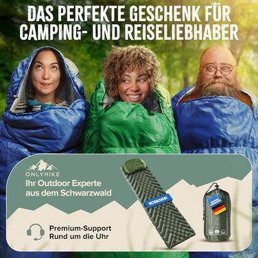 Сплячий мішок ONLYHIKE® Outdoor I [300GSM] - теплий, легкий (1700г) для весни, осені та зими [-5°C до 10°C] | Для кемпінгу, відпочинку на природі та подорожей | Розмір M-XL, Колір: Зелений