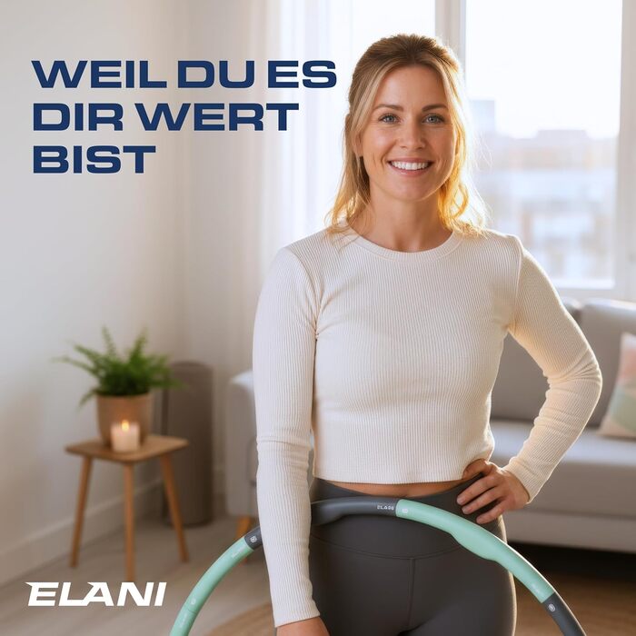 Hula Hoop ELANI 90см для схуднення, зелений м'ятний, 1.5кг - фітнес обруч з хвилястою формою та посібником