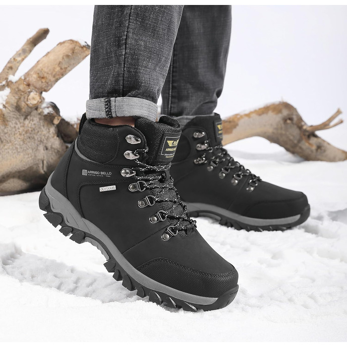 ARRIGO BELLO Зимові черевики для чоловіків: зимові чоботи, чоботи від снігу, утеплені, робочі черевики, для роботи та походів, розмір 41-46, G1, чорний, 43 EU