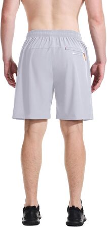 Спортивні шорти Cimic для чоловіків, короткі, з кишенею на блискавці, швидковисихаючі, дихаючі, легкі для спорту та фітнесу (Сріблясто-сірий, XL)