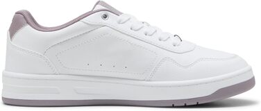 Жіночі кросівки PUMA Court Classy Basic — білі зі сріблястими та сливовими деталями, розмір 39 EU
